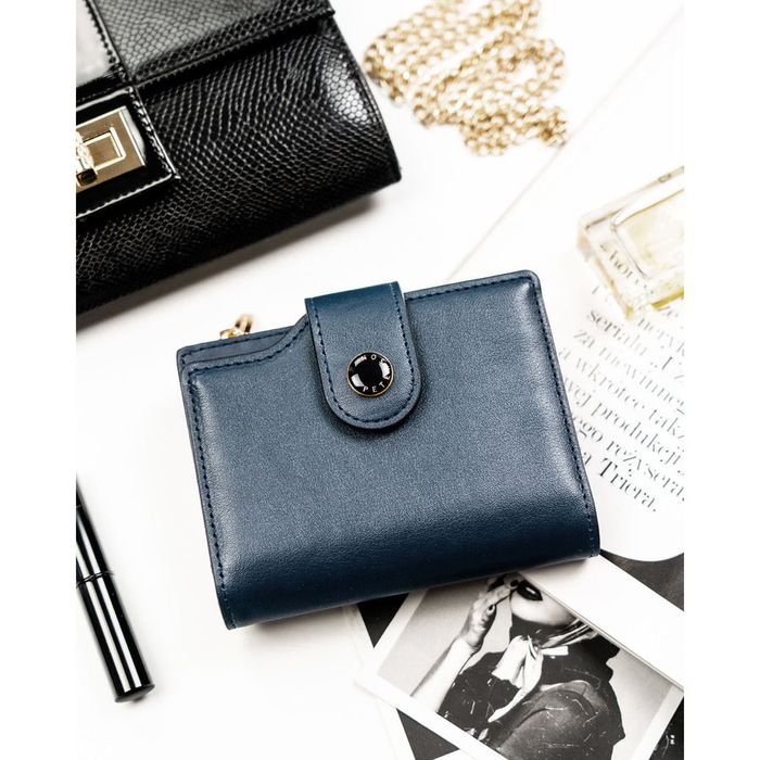 PETERSON portfel damski eko skórzany elegancki matowy P238 granatowy