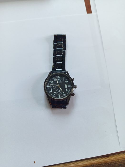 Чоловічий кварцовий годинник чорний (металевий браслет)