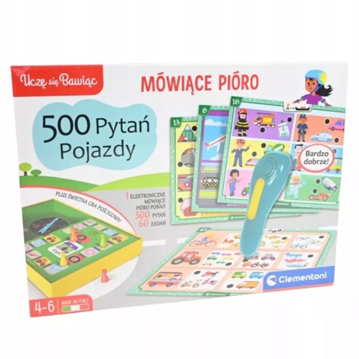 Mówiące Pióro 500 Pytań POJAZDY Gra Clementoni Mówi po Polsku. Nowy Produkt
