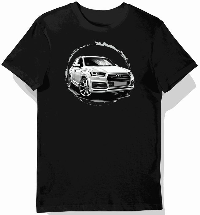 Koszulka męska czarna z artystycznym motywem SUV Audi Q7 3XL