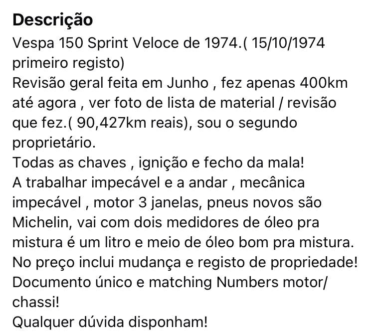 Vespa 150 Sprint Veloce 1974