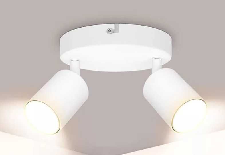 Reflektor sufitowy okrągły biały dwa punkty GU10