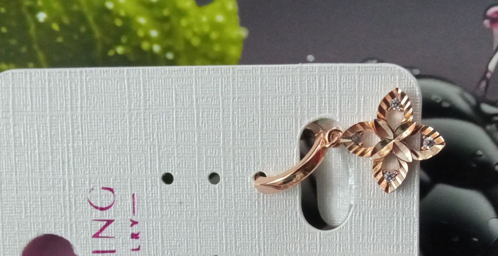 Серьги Клевер Конюшина с фианитами медзолото