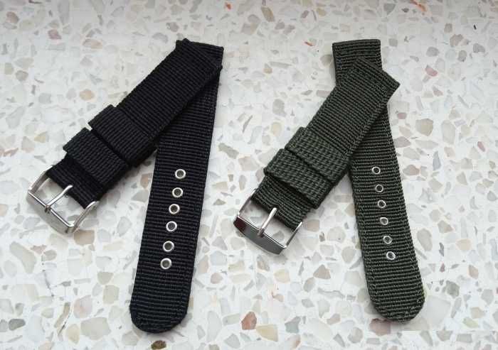 Pasek do zegarka 18mm 20mm 22mm parciane nylonowe czarne oliwkowe