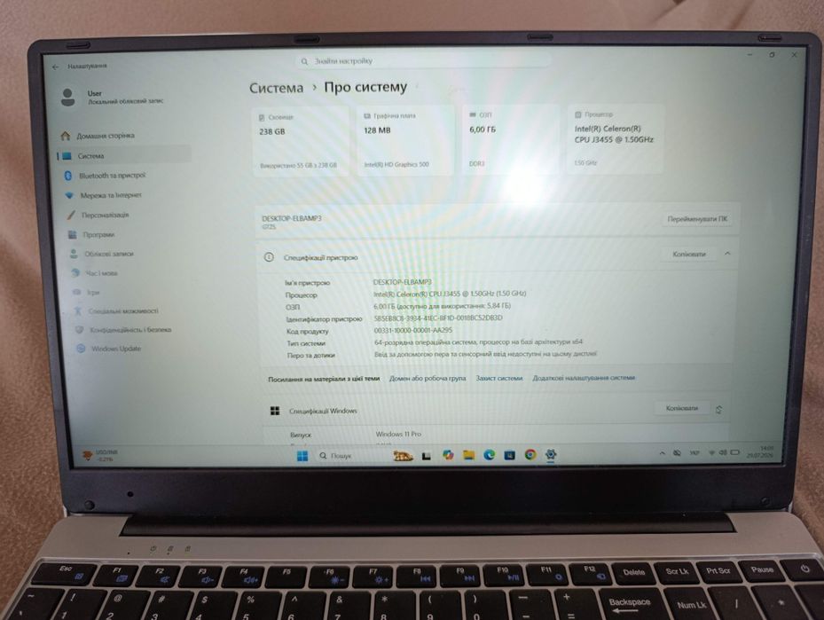 Ноутбук все LHMZNIY Intel(R) Celeron (R) CPU J3455
