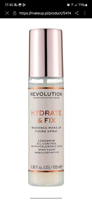 HYDRATE & FIX rozświetlający spray utrwalający makijaż