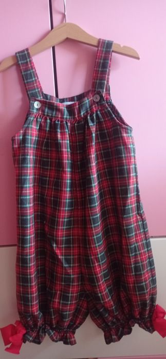 Red and Green Plaid Overalls
