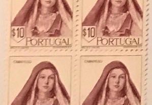 Quadra de selos novos de $10 - Costumes Portugueses - Caramulo - 1947