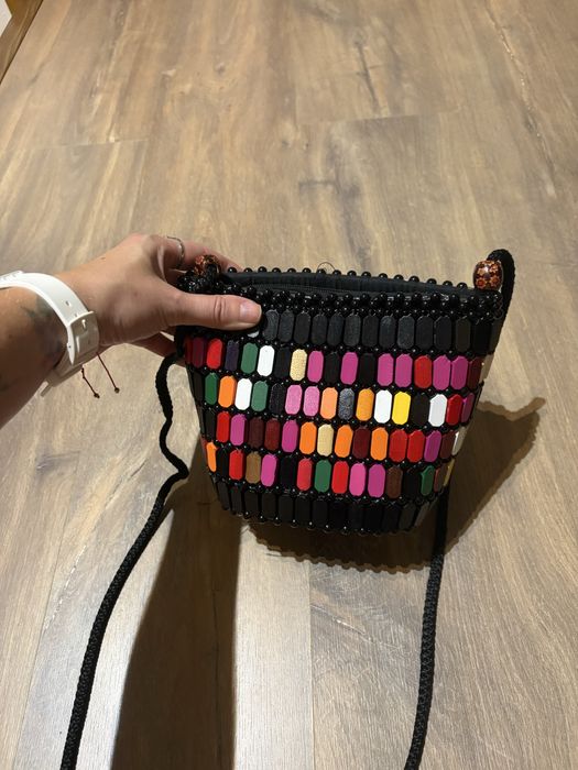 Torebka handmade drewniana wielokolorowa