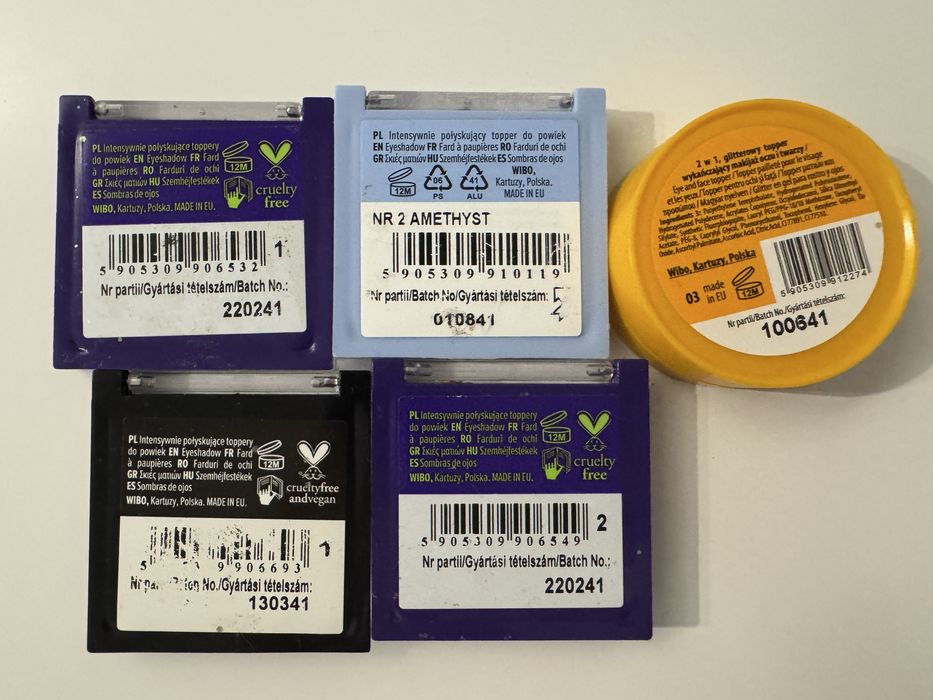 Toppery połyskujące do oczu 5 szt glitter brokat jak nowe