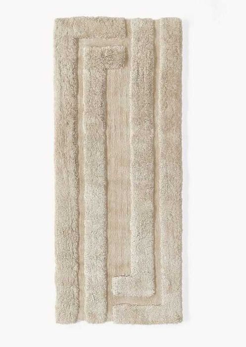 Puszysty chodnik z długim włosiem wypukła struktura Genève beż 80x200