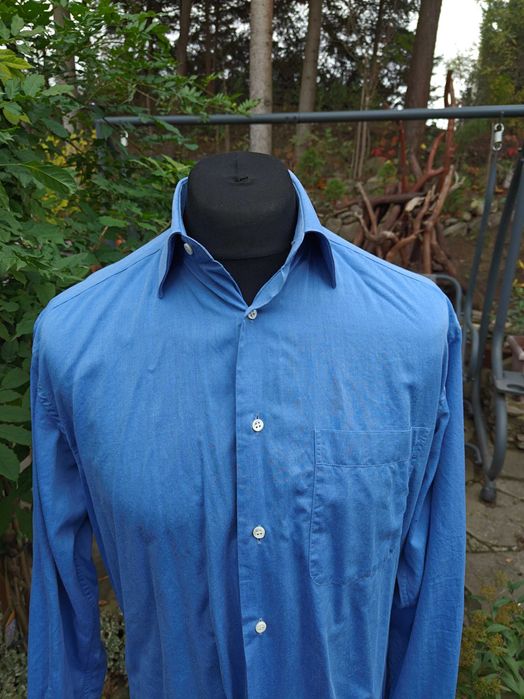 Ermenegildo Zegna niebieska gładka koszula M L 15 39 1/2