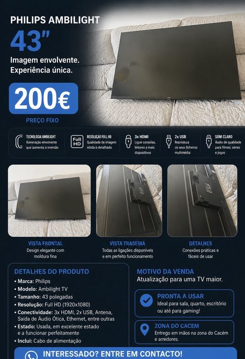Tv philips 43’’ ambilight
