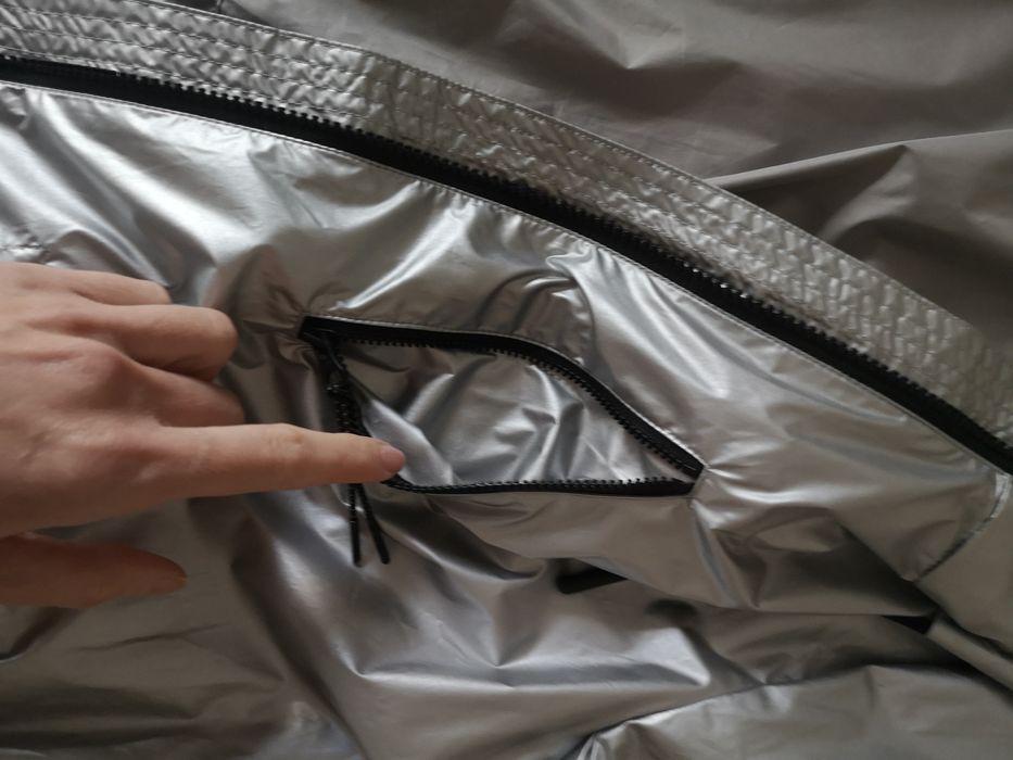 4F kurtka płaszcz wiatrówka przeciwdeszczowa srebrna 34/XS