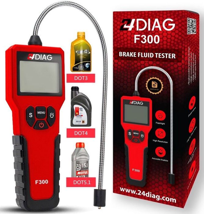 24DIAG F300 TESTER Cyfrowy Miernik Płynu Hamulcowego DOT 3 4 5