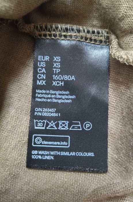 Bluzka 100% len, krótki rękaw H&M