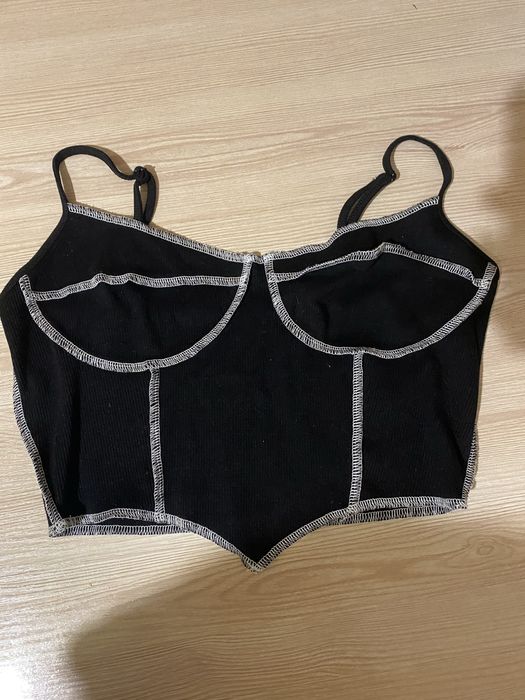 Чорний топ навиворіт зі швами y2k shein