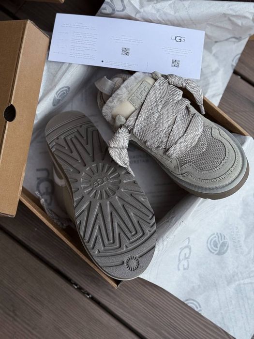 UGG Lowmel Sneaker Grey жіночі уггі ловмел сірі на овчині теплі зимові
