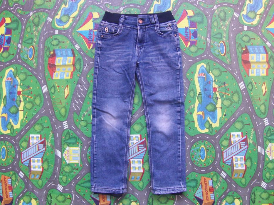 Джинсы (штаны) на резинке утепленные (теплые) на флисе (синие)