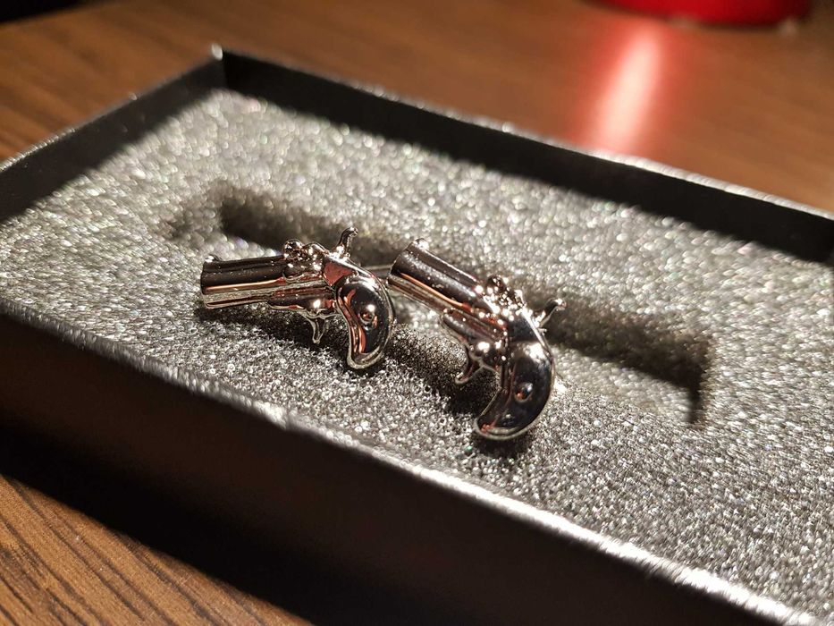 NOWE Spinki do mankietów spinki do koszuli Rewolwer Pistolet