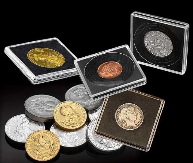 Kapsle na monety pudełka holder 5x5 cm 40mm -20mm - 40 sztuk KOMPLET