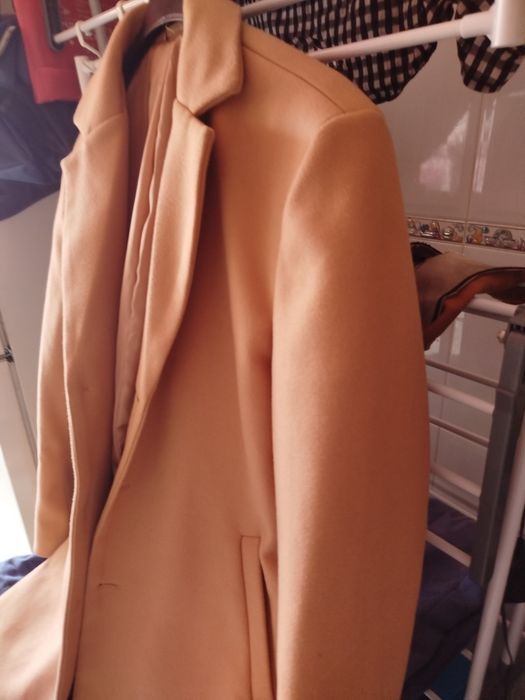 Sobretudo a 7/8 côr camel tamanho L