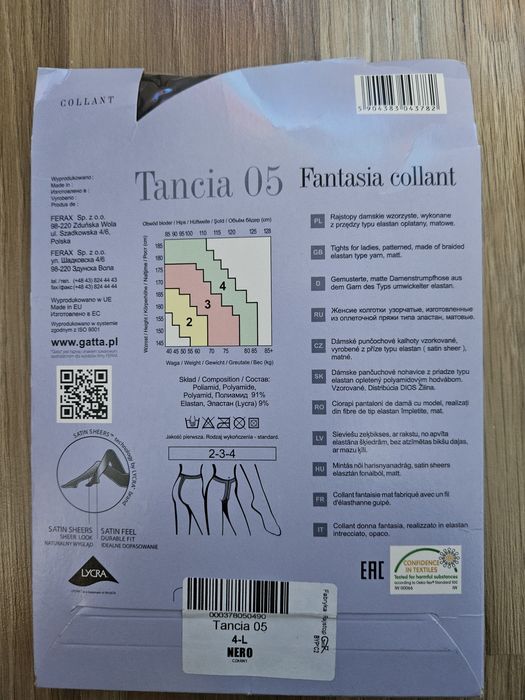 Rajstopy Gatta Tancia 05, 4-L, Nero, Fantasia collant.