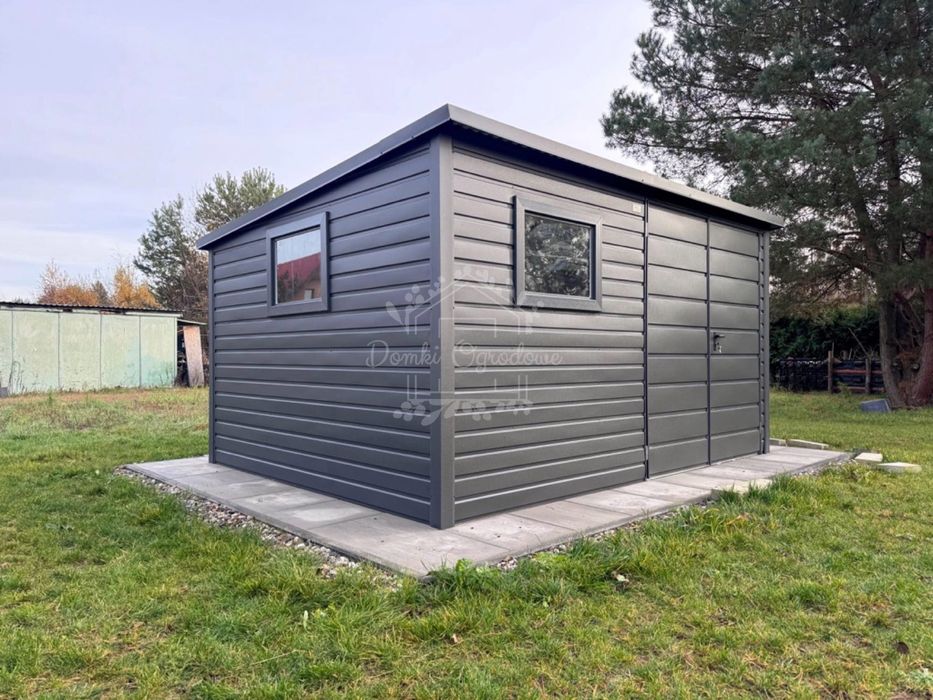 Schowek - domek ogrodowy 4x3 m  2x okno - antracyt ID1112
