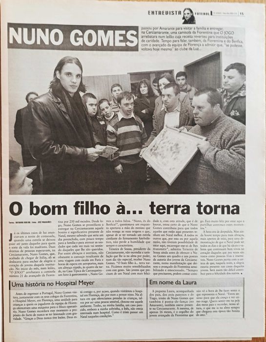 Benfica - entrevistas a Roger e Nuno Gomes - jornal O Jogo de dezembro 2000