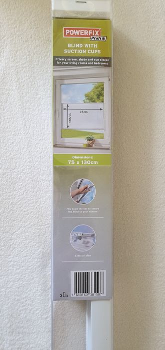 Plisa 75x130, biała, na okno, regulowana, na przyssawki.