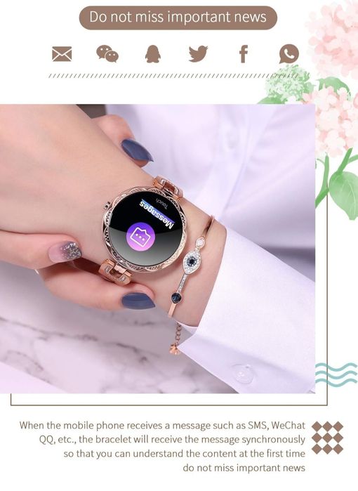 LONGLU Złoty Smartwatch kompatybilny z tel. z systemem iOS Android