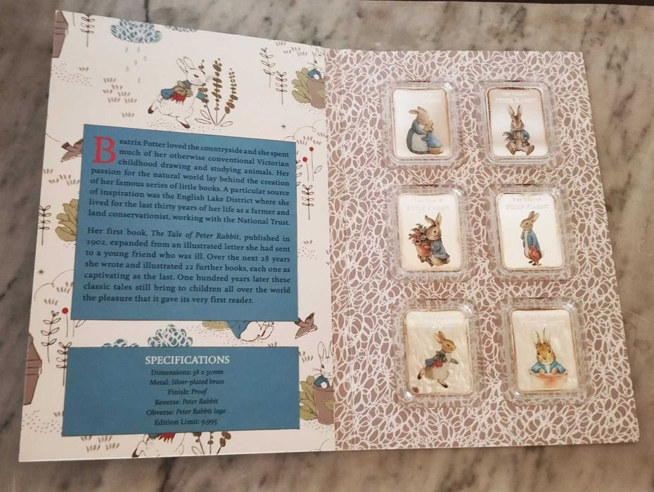 Coleção Peter Rabbit - 6 Medalhas Prata