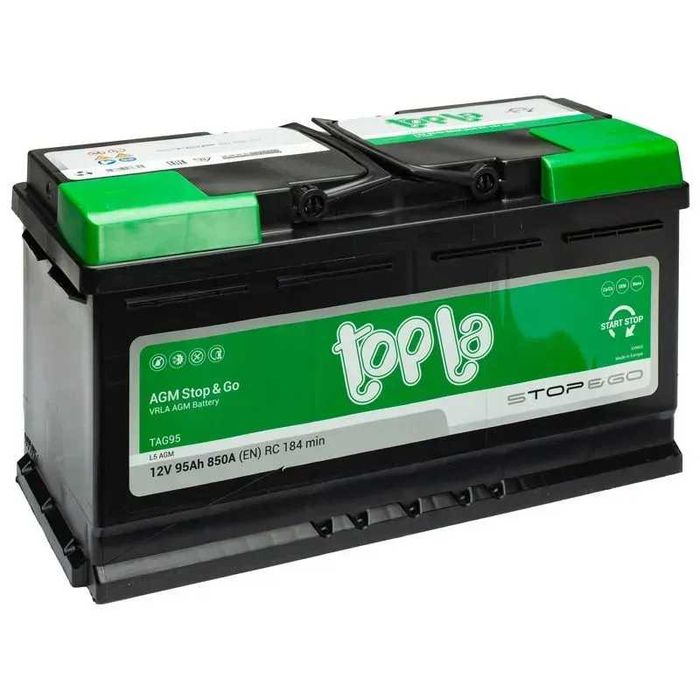 Акумулятор Topla AGM 95 Ah 850A правий плюс для авто безперебійників інверторів АКБ Топла 95 Аг необслуговуваний дбж резервне живлення
