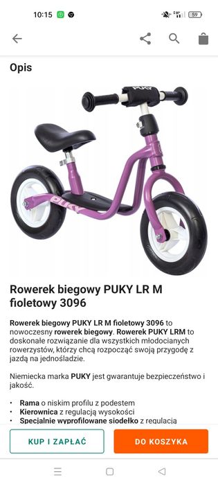 Rowerek biegowy nowy