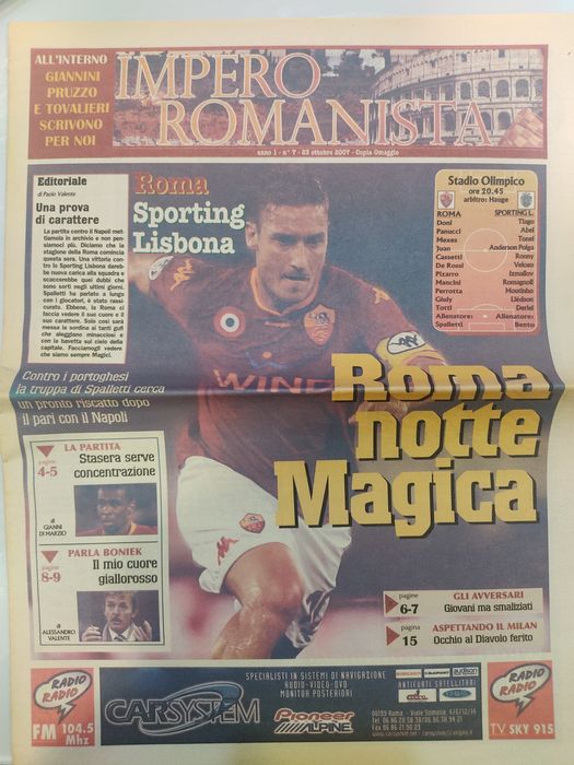 Programa Roma Sporting Champions league 2007/08