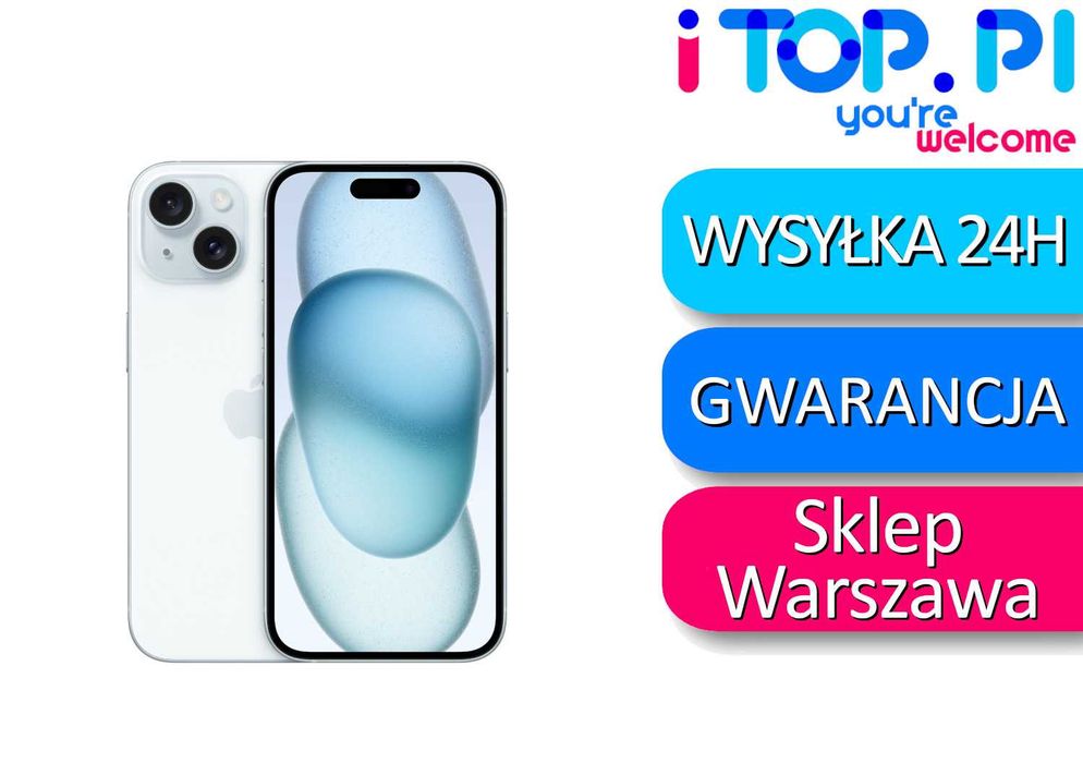 iPhone 15 128gb E-SIM Niebieski BATERIA 100% Sklep WWA Gwar 12 mies