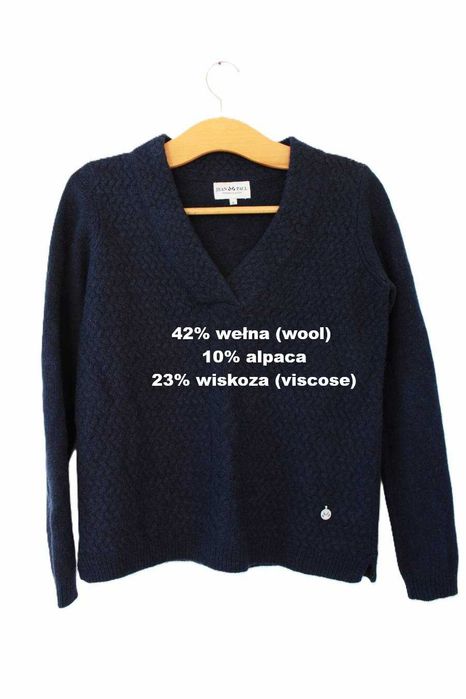 Wełniany sweter vintage alpaka granatowy Jean Paul S