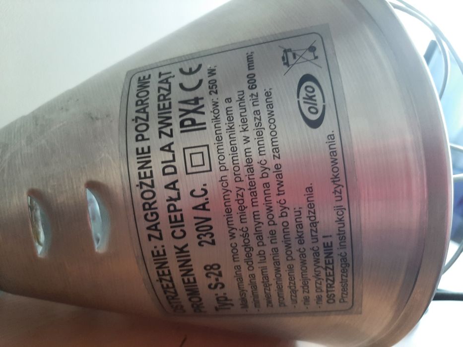 Promiennik ciepła z żarówka dla zwierząt nowy