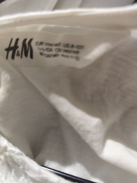 Elegancka H&M bluzka z koronką biała 134/140