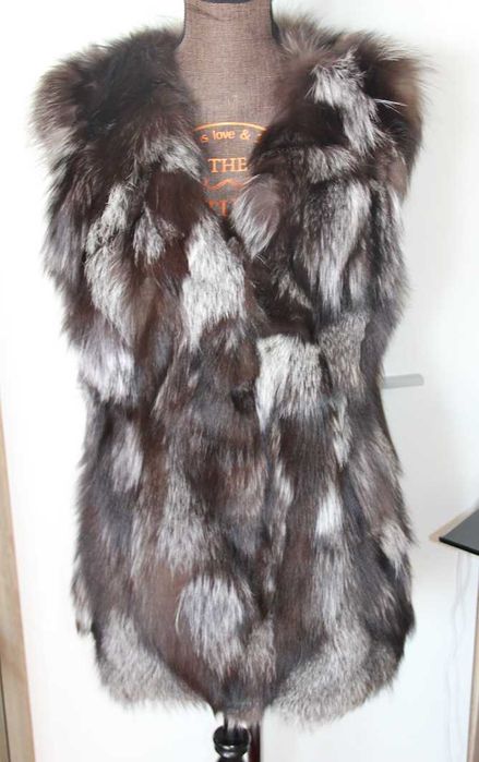 KARIBU kamizelka futro lisa srebrnego lis 38 m s szara la mania