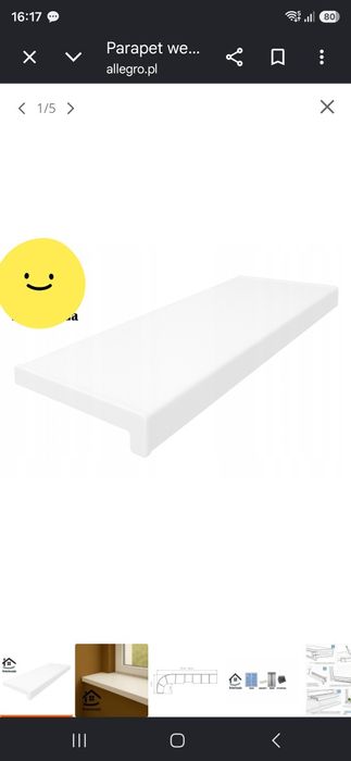Parapet biały PCV 160x40