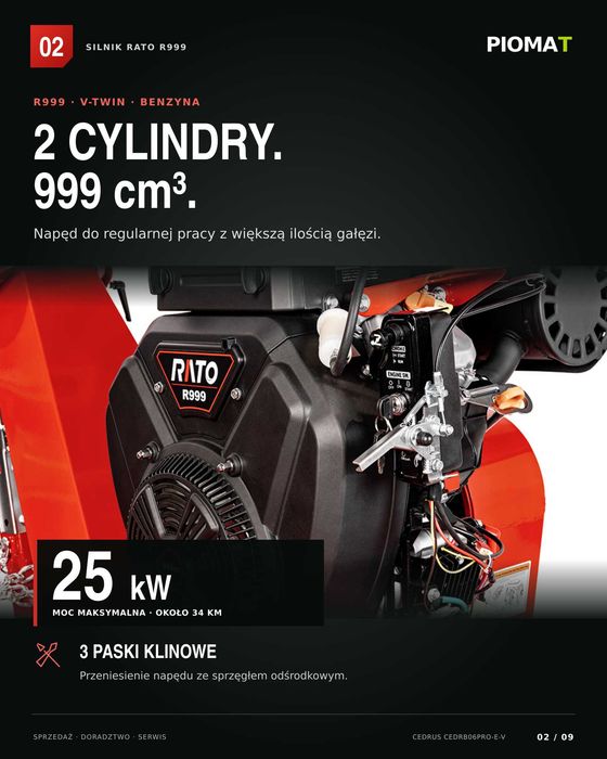 Cedrus CEDRB06PRO-E-V rębak do 15 cm 2 cylindry 34 KM