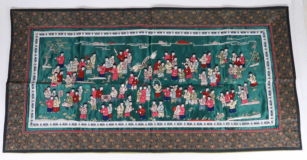 Cem Crianças - Painel Textil Bordado Chinês