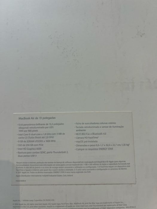 MacBook Air 13” i5 | 8GB RAM | 256GB SSD | Como Novo