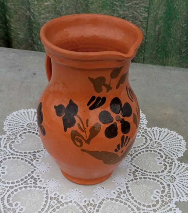 Глечик кувшин глиняний з розписом та ручкою ретро вінтаж СССР
