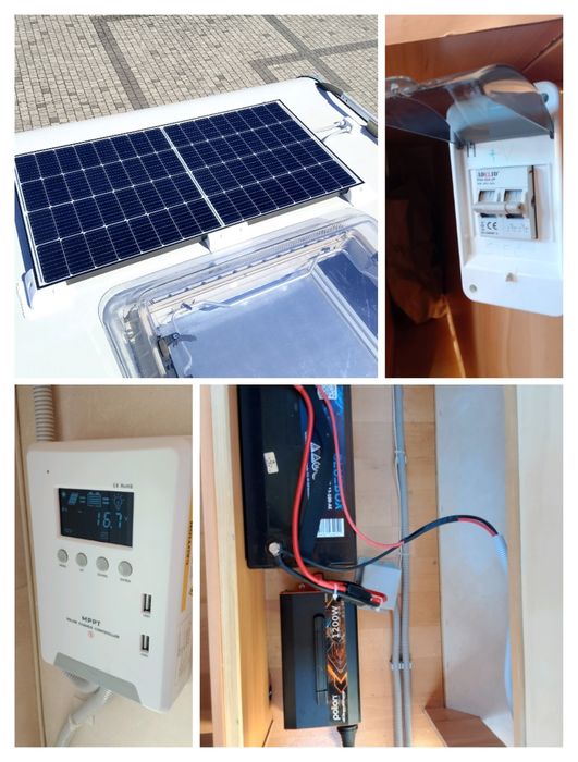 Instalacja off grid PV  kamper przyczepa kempingowa z montażem