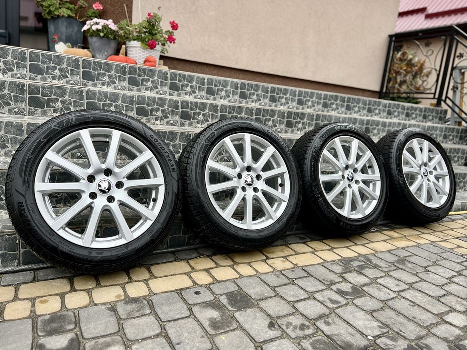 Колеса в зборі 5х112 r17 зима 215/55 Passat B6 B7 Golf Skoda A7 Superb