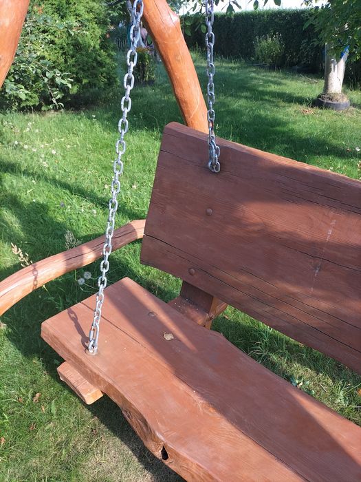 Huśtawka ogrodowa drewniana (dębowa) ręcznie robiona
