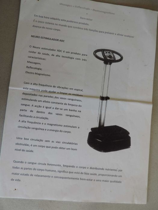 Neuro Estimulador Plataforma Vibratória com Manual e Instruções