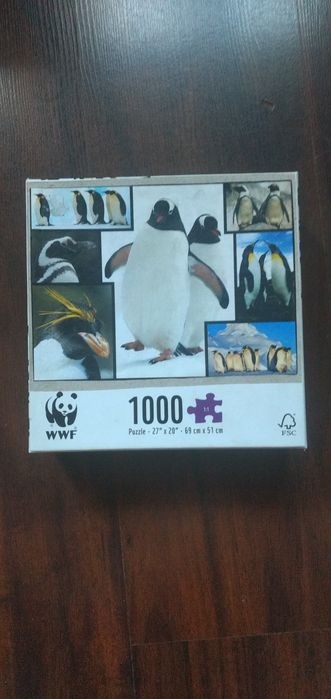 Puzzle ułożone 1000 elementów pingwiny